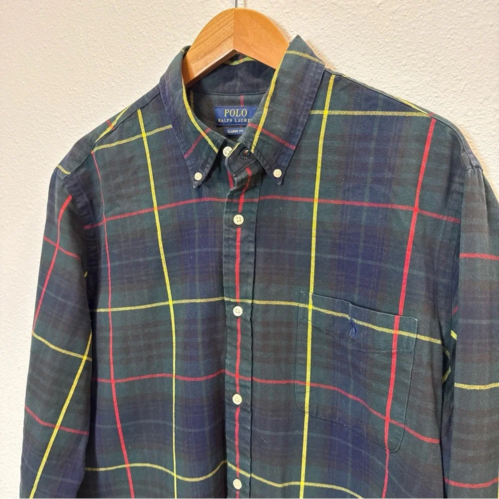 Polo by Ralph Lauren Men's Navy Plaid Shirt‎ XL